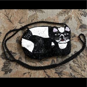 Beaded Cat Crossbody Purse